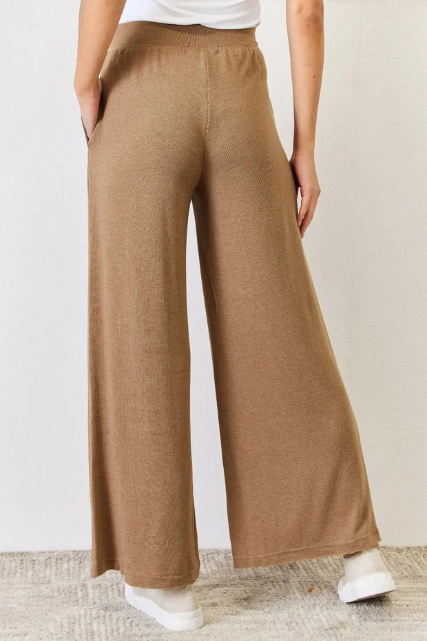 RISEN Ultra Soft Wide Leg Pants Trendsi