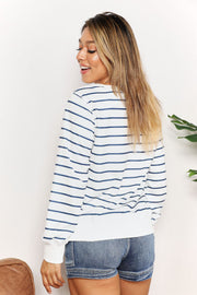 Double Take Striped Long Sleeve Round Neck Top - Fashionmj