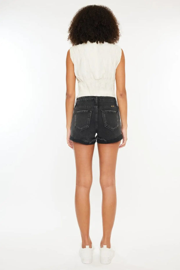 Kancan High Waist Distressed Denim Shorts - Fashionmj