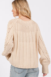 SAGE + FIG Cable-Knit Long Sleeve Sweater - Fashionmj