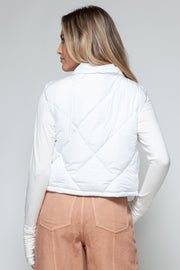 Snobbish Snap Down Quilted Crop Vest - Fashionmj