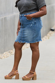 RISEN Amelia Full Size Denim Mini Skirt - Fashionmj