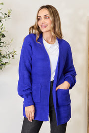 Zenana Full Size Waffle-Knit Open Front Cardigan - Fashionmj