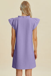 Double Take Full Size Ruffled V-Neck Cap Sleeve Dress - Fashionmj