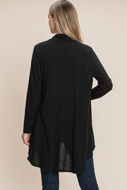 BOMBOM Open Front Long Sleeve Cardigan - Fashionmj