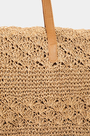 Fame Straw Braided Tote Bag - Fashionmj