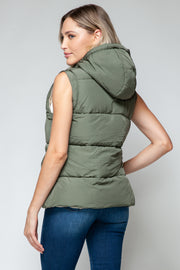 Snobbish Snap and Zip Closure Hooded Vest - Fashionmj