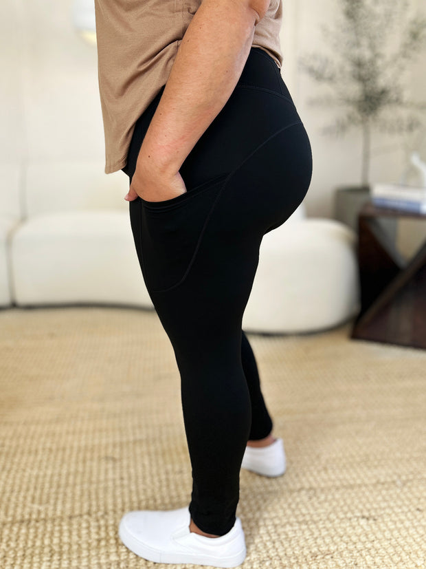 Wide Waistband Sports Leggings - Fashionmj