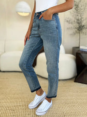 Judy Blue Full Size Mid Rise Rigid Magic Release Hem Jeans - Fashionmj