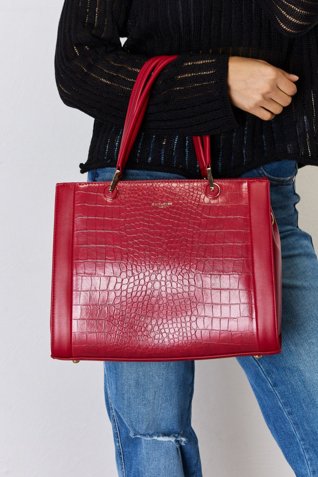 David Jones Texture PU Leather Handbag - Fashionmj