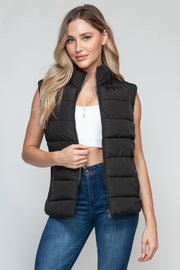 Snobbish Zip Up Turtleneck Vest with Pockets - Fashionmj