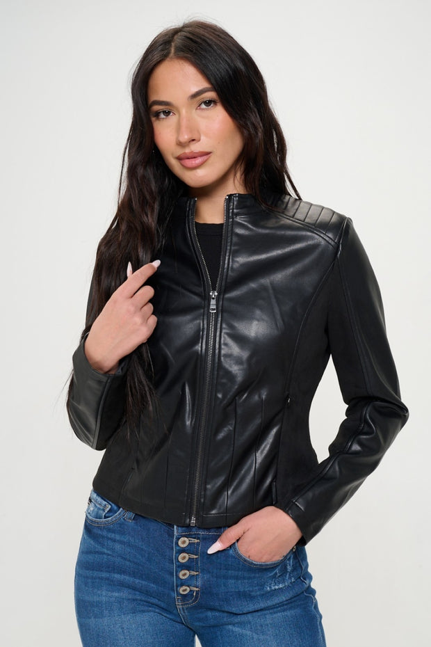 Coalition LA Zip Up Vegan Moto Jacket - Fashionmj