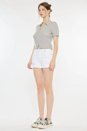 Kancan Raw Hem Distressed Denim Shorts - Fashionmj