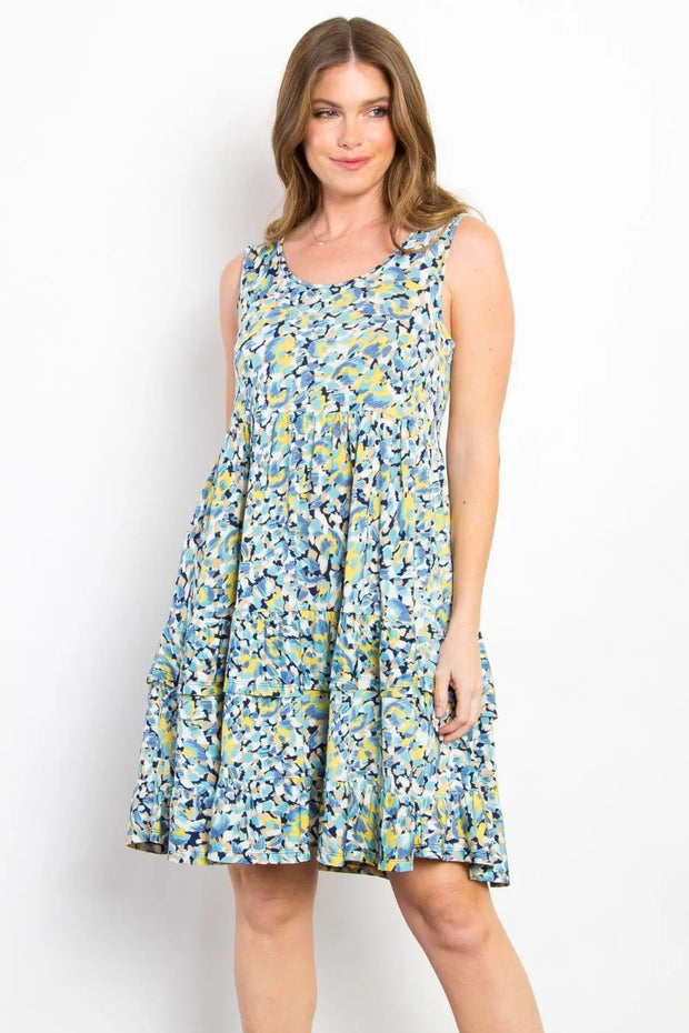 Be Stage Full Size Print Wrinkle Free Ruffled Dress - Fashionmj