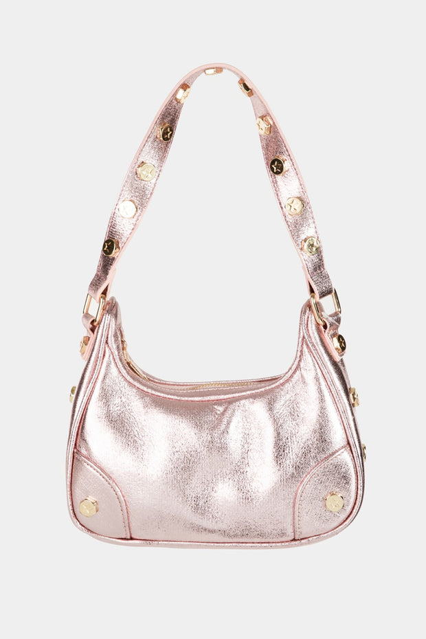 Fame Star Button Trim Hobo Handbag - Fashionmj