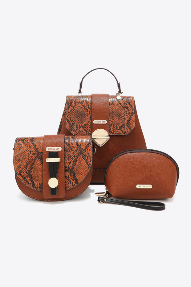 Nicole Lee USA Python 3-Piece Bag Set - Fashionmj