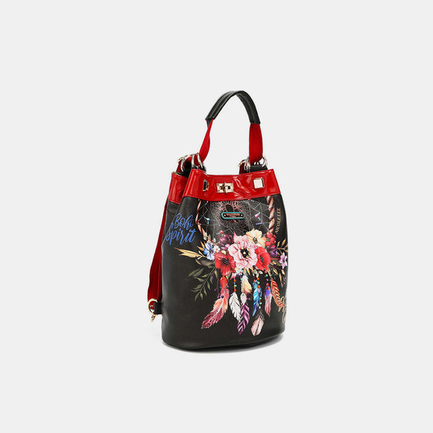 Nicole Lee USA Flower Pattern Adjustable Strap Backpack Bag - Fashionmj