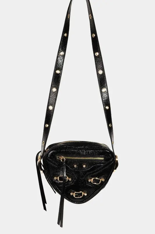 Fame PU Leather Triangle Crossbody Bag Trendsi