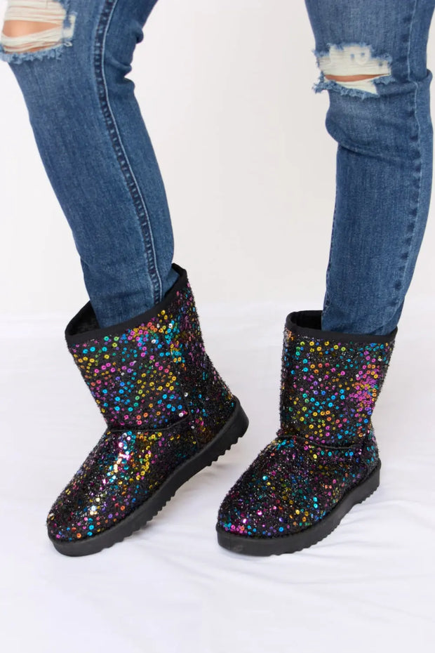 Forever Link Sequin Thermal Flat Boots - Fashionmj