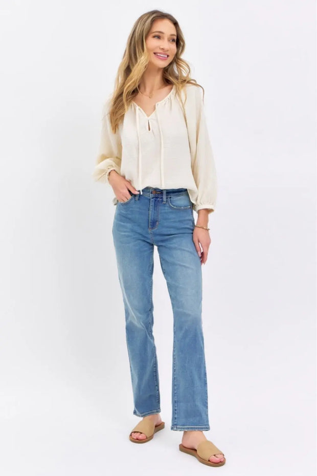 Judy Blue Full Size High Waist Straight Jeans - Fashionmj