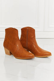 MMShoes Watertower Town Faux Leather Western Ankle Boots in Ochre - Fashionmj