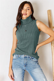 Basic Bae Full Size Ribbed Turtleneck Tank - Fashionmj