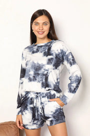 Tie-Dye Round Neck Top and Shorts Lounge Set Trendsi