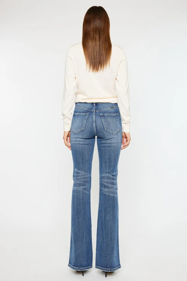 Kancan Cat's Whiskers High Waist Flare Jeans - Fashionmj