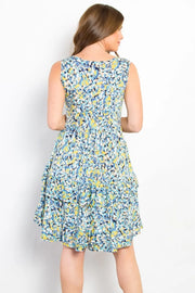 Be Stage Full Size Print Wrinkle Free Ruffled Dress - Fashionmj