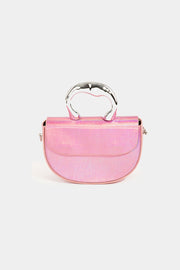 Fame Glossy Semi Circle Top Handle Bag - Fashionmj