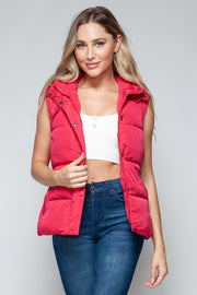 Snobbish Snap and Zip Closure Hooded Vest - Fashionmj