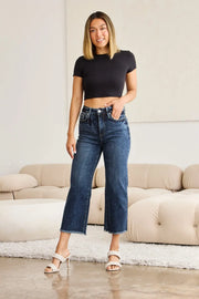 RFM Full Size Tummy Control High Waist Raw Hem Jeans - Fashionmj