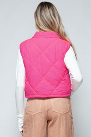 Snobbish Snap Down Quilted Crop Vest - Fashionmj