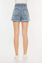 Kancan Ultra High Rise Paperbag Denim Shorts - Fashionmj