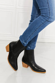 MMShoes Love the Journey Stacked Heel Chelsea Boot in Black - Fashionmj