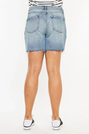 Kancan Full Size Raw Hem High Waist Denim Shorts - Fashionmj