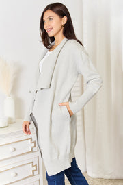 Angel Wings Open Front Duster Cardigan with Pockets - Fashionmj