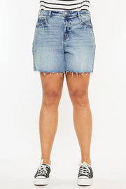 Kancan Full Size Raw Hem High Waist Denim Shorts - Fashionmj