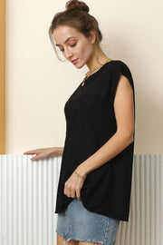 Ninexis Round Neck Cap Sleeve T-Shirt - Fashionmj