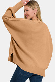 Zenana Side Sit Oversize Sweater - Fashionmj