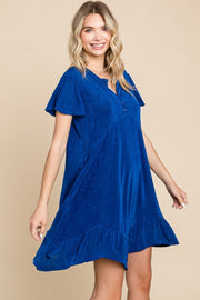 Culture Code Full Size Short Sleeve Ruffled Asymmetric Hem Dress - Fashionmj