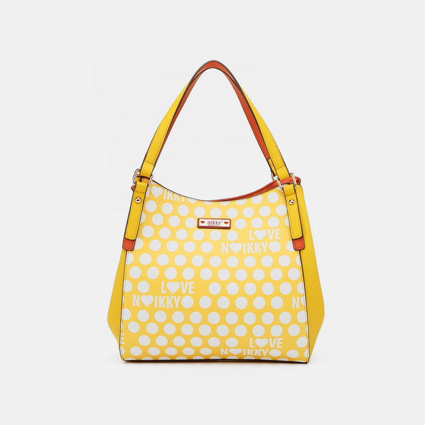 Nicole Lee USA Contrast Polka Dot Handbag - Fashionmj