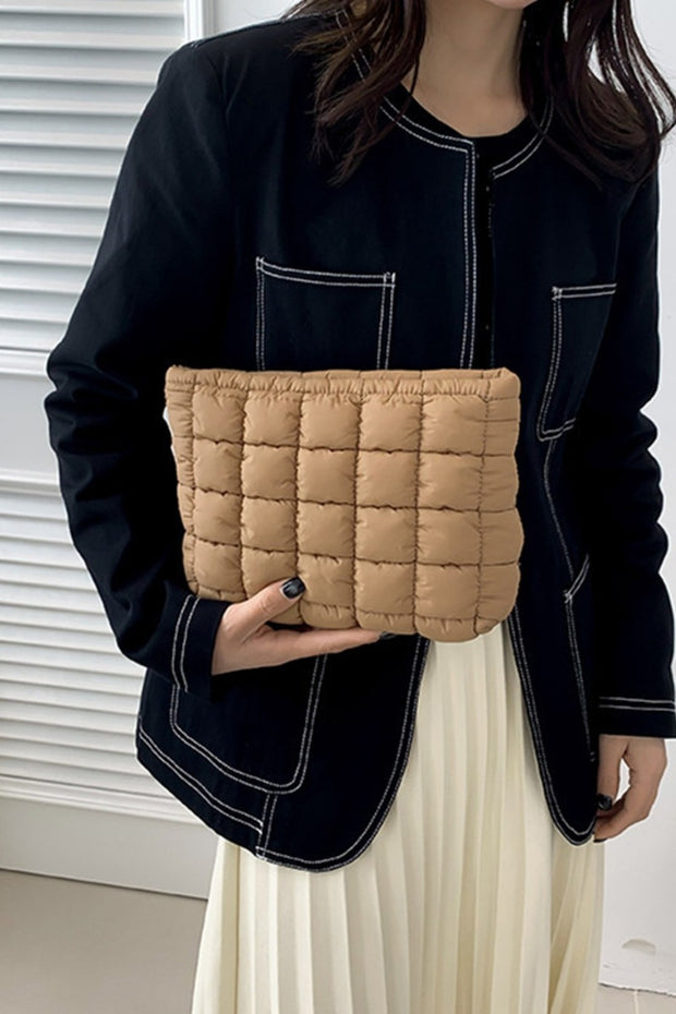 Zenana Quilted Puffy Pouch Clutch Bag - Fashionmj