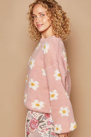 POL Daisy Pattern Drop Shoulder Sweater - Fashionmj