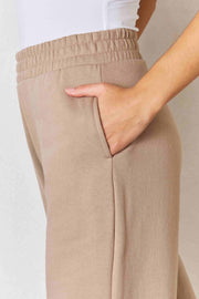 RISEN Wide Waistband Slit Wide Leg Pants Trendsi