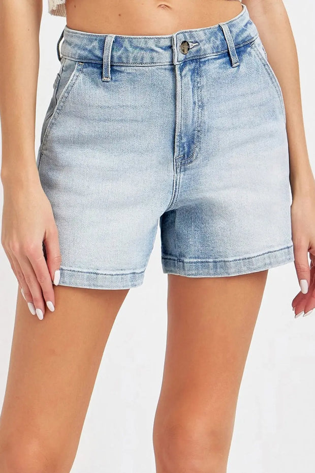 Risen Full Size High Rise Denim Shorts - Fashionmj