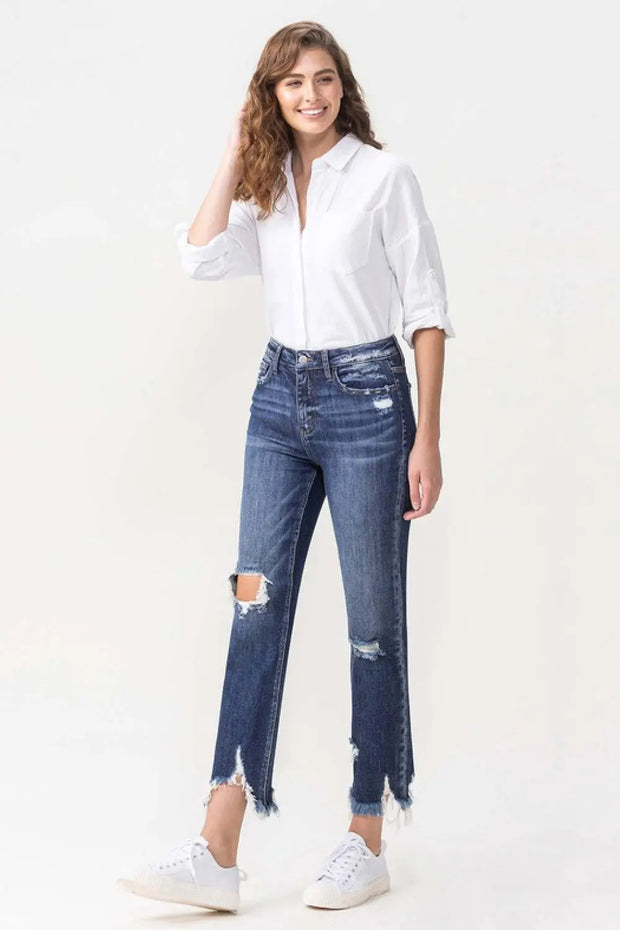 Lovervet Jackie Full Size High Rise Crop Straight Leg Jeans - Fashionmj