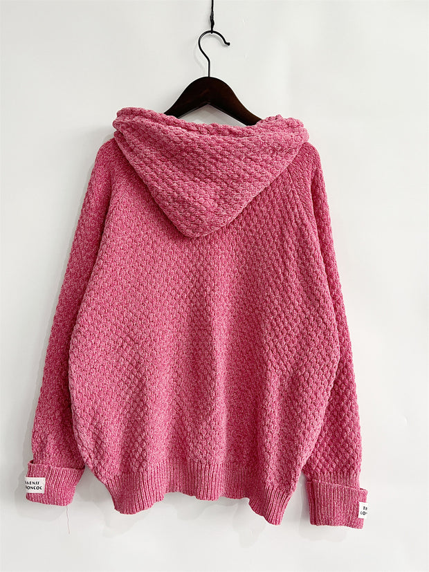 Drawstring Long Sleeve  Hooded Sweater - Fashionmj