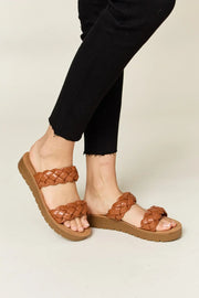 WILD DIVA Woven Dual Band Platform Sandals - Fashionmj