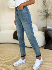 Judy Blue Full Size Mid Rise Rigid Magic Release Hem Jeans - Fashionmj